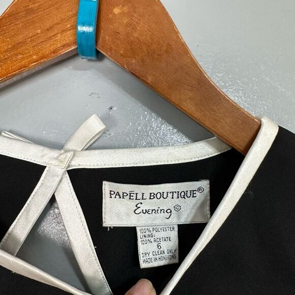 Papell Boutique Black Dress with White Accents - Picture 6 of 7